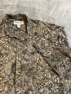 Johari West 100% Cotton Hawaiian Shirt Men’s 3XL Brown Abstract Short Sleeve
